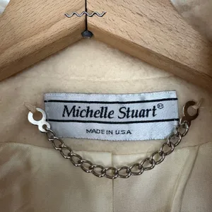 Vintage Michelle Stuart Wool‎ Coat Puff Sleeve Button Front Jacket Cream Mediun thumbnail 9