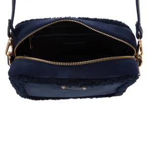 New BEARPAW Women's Faux Suede Shearling Trim Crossbody‎ Camera Handbag thumbnail 4