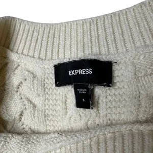 Express Striped Cable Knit Sweater Cream Black Cropped Size S Preppy Coastal thumbnail 8