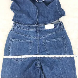 ELLA MOSS Denim Sleeveless Jumpsuit Size 27 Blue Jean Open Back Tapered‎ Raw Hem thumbnail 12
