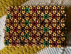 Wood Beaded Bag Small Clutch HANDMADE Brown thumbnail 1