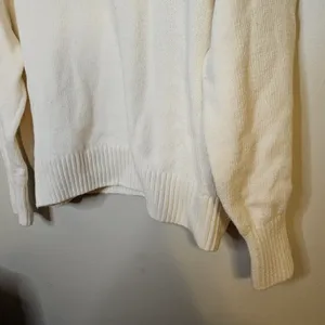 Old Navy Women's V-Neck Cream Polo Sweater Neutral Casual Collared Long Sleeve thumbnail 4