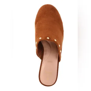 Time and Tru Women's Faux Suede Studded Clogs with Block Heels bohemian boho thumbnail 3