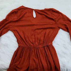 Urban Outfitters Mona Surplice Long Sleeve Romper Sz‎ Medium Rust Orange Viscos thumbnail 12