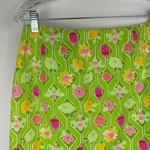 Vtg Lilly Pulitzer Green Floral Spring Mini Skirt Sz 10 Lime Lemon Ladybug thumbnail 4