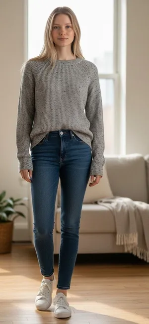 Abercrombie & Fitch Gray Wool Ribbed Knit Pullover Crew Neck Sweater Top Size M thumbnail 1