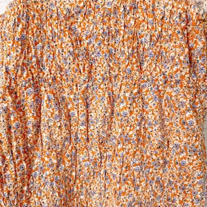 Zara Floral Ditsy Orange Lilac Smocked Sleeveless Minidress, EUC, Size Medium thumbnail 10
