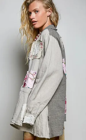 POL Patchwork Button Flannel thumbnail 3