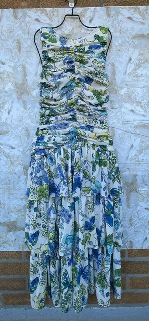 Abercrombie & Fitch High Neck Ruched Tiered Maxi Dress size XS thumbnail 1