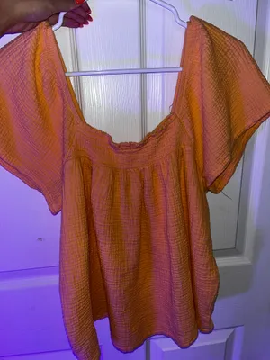 JoySpun orange flowly blouse Size L thumbnail 1