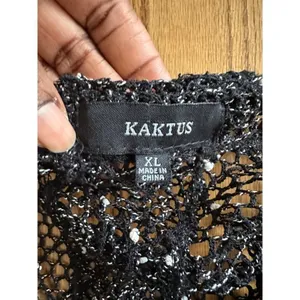 Kaktus Y2k Toggle Closure Lace Knit Open Front Cardigan Front Goth Fairy Sz XL thumbnail 5