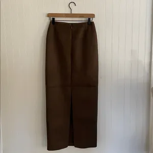 MESHKI Hayes Faux Vegan Suede Midi Maxi Skirt in Chocolate Brown Size XS NWT thumbnail 7