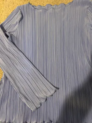 A New Day Women's Light Blue/periwinkle Pleated Long-Sleeve Top thumbnail 2