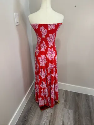 Abel The Label Anthropologie Floral Red & Pink Maci Dress‎ Medium thumbnail 3