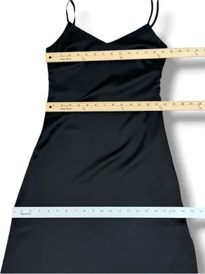 LBLC The Label Valarie Black Satin Slip Dress XS Midi Whimsigoth Party Coquette thumbnail 14