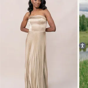 Revelry Strapless Gold Pleated Dress thumbnail 2