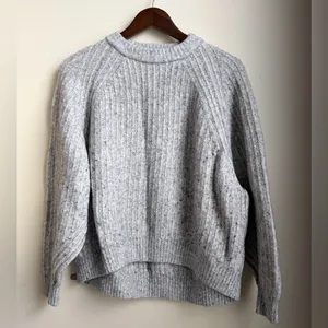 Madewell Light Gray‎ Cotton Blend Crew Neck Sweater Size Small EUC thumbnail 3