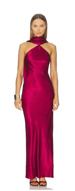 Amanda Uprichard Ashton Maxi Dress in Wine thumbnail 1