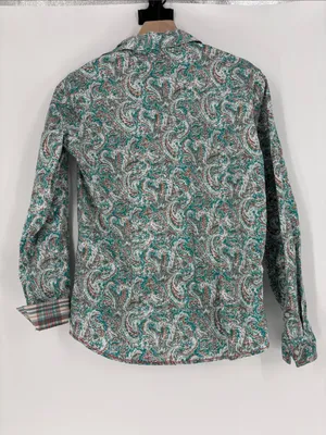 Panhandle rough stock small teal print pearl snap shirt thumbnail 3