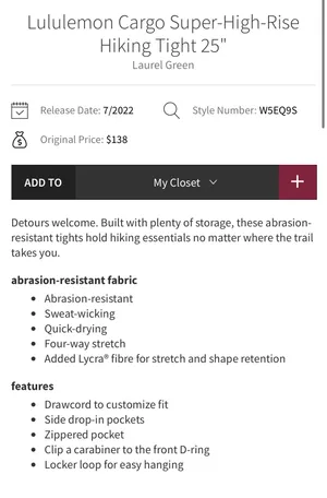 Lululemon Cargo Super-High-Rise Hiking Tight 25" Laurel Green 6 thumbnail 15