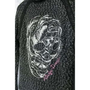 Harley Davidson Womens Hoodie Jacket Skull Chain Accent 1903 Size Medium Tweed thumbnail 5