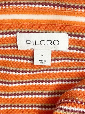 Pilcro High Tide Halter Slim Midi Dress Large Orange Stripe Anthropologie thumbnail 11