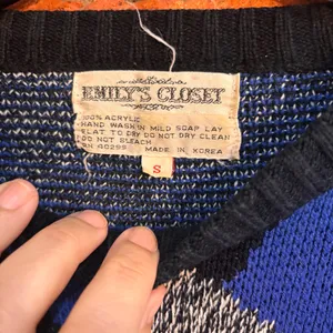 Emily’s Closet womens vintage abstract geometric ski sweater blue S thumbnail 4