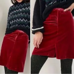 Anthropologie Montie Connie Velvet Mini Skirt size 2‎ Jewel Tone Ruched thumbnail 2