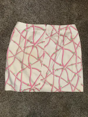 Govango Women's Pink and Green Bamboo Lattice Print Mini Skirt Size 8 thumbnail 3
