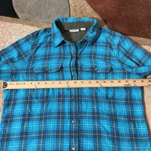 LL Bean Plaid Button Down Shirt Womens S Blue Gorpcore Hiking 501378 thumbnail 3