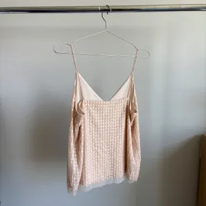 H&M Sequin Tank Top Size 8 Beige Mesh Spaghetti Strap Glam Party Holiday Work thumbnail 2