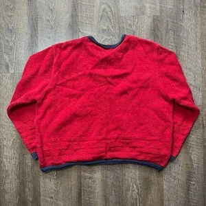 Vintage 90s‎ Red USA American Flag Knit Crewneck Crop Sweater Womens Size XL thumbnail 5