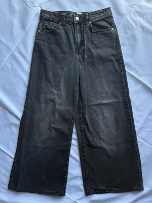 Divided by H&M Wide Leg Black Denim Jeans Size 0 thumbnail 3
