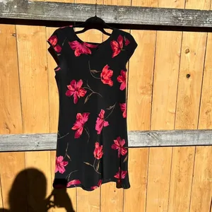 Vintage 90s black & red‎ floral sexy dress size medium thumbnail 2