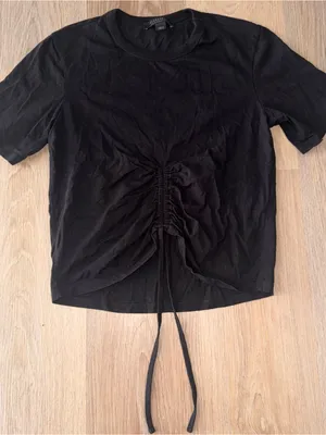 All Saints Black Front Scrunch T-Shirt - Size 6 thumbnail 2