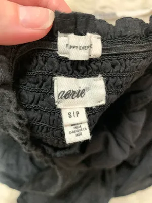 Aerie Spring Fling black halter top dress floral flared ruched Small thumbnail 4