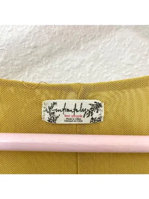Free People Lotta Love Velvet Slip Mini Dress Size L Yellow 70s Boho Retro Indie thumbnail 5