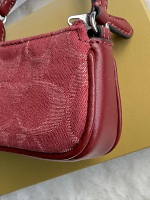 NWT Coach Mini Nolita Bag Charm In Signature Denim Silver/True Red CDB23 thumbnail 2