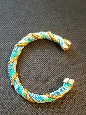 Kendra Scott Masie Cuff Gold-Tone Turquoise & Blue Twisted Rope Cuff Bracelet thumbnail 4