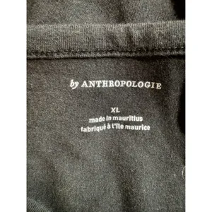 by‎ ANTHROPOLOGIE Black Long Sleeve Crew Neck Top XL Made in Mauritius thumbnail 3