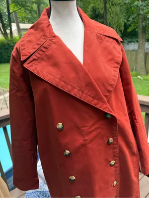Club Monaco Ohdette Brick Red Long Trench Coat Women’s M Medium MSRP $329 thumbnail 3