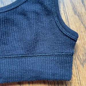 Skims Black Cotton Waffle Knit Thermal Ribbed Scoop Loungewear Bra thumbnail 4