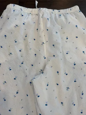Auden Women's Cropped Pajama Pants Size Small in White and Blue Floral - C33-092 thumbnail 6