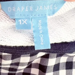 Draper James Natalie Gingham Check Long Sleeve Round Neck Top Sweatshirt 1x thumbnail 6