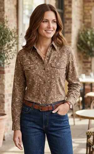 Ralph Lauren Paisley Button Down Shirt Brown Multicolor Long Sleeve Small thumbnail 1