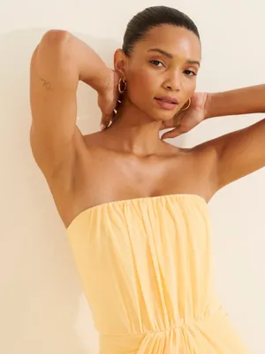 Elliatt Amara Butter Yellow Strapless Sculpted Waist Formal Maxi Dress Size S thumbnail 16
