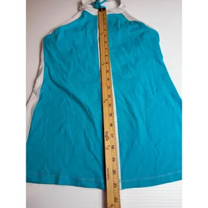 Lululemon Halter Top Tank Athletic Teal Blue White Built In Bra‎ Size 8 no pad thumbnail 5