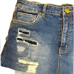 Design Lab Distressed Denim Shorts Cuffed Dark Wash EUC Size 31 thumbnail 2