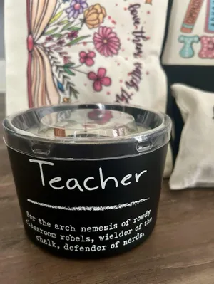 Teacher Appreciation Gifts Bundle W/Canvas Tote, Accessories, Earrings, Candle thumbnail 6
