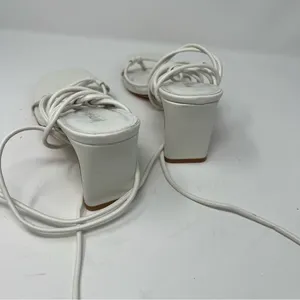 NASTY Gal Faux Leather Strappy Sandals White Sz 7‎ thumbnail 3
